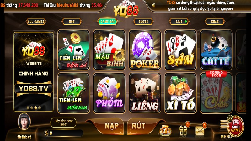 Yo88 hội tụ những sản phẩm game bài giải trí đình đám